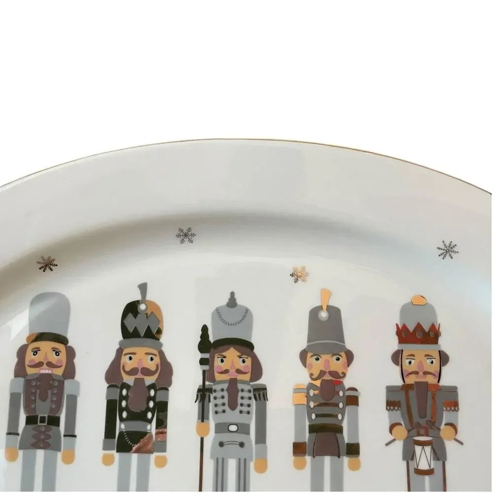 Christmas Nutcracker Soldier Serving Platter Tray 10x14 Oval Holiday New